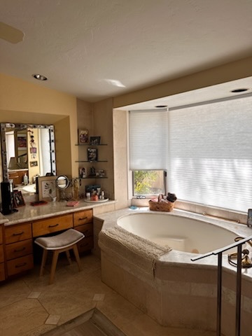 Spotless master bathroom with soaking tub