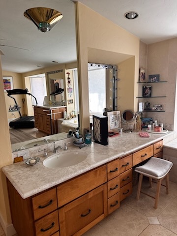 Polished vanity and mirror
